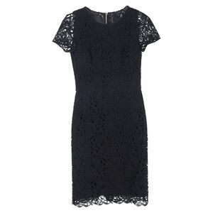 Burberry Prorsum Embroidered Lace Detailed Midi Dress in Black Polyester